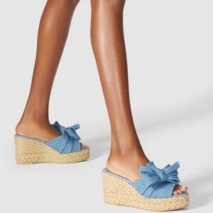 Stuart Weitzman 100mm Loveknot Espadrilles Wedge Sandals Size 6.5